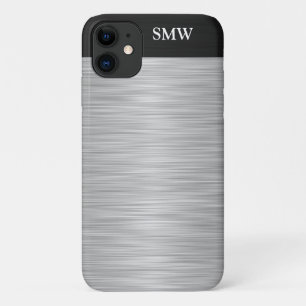 Funda Para iPhone 11 Falso acero inoxidable personalizado y negro