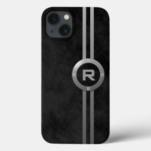 Funda Para iPhone 13 Falso Deco Metálico Motas Negras