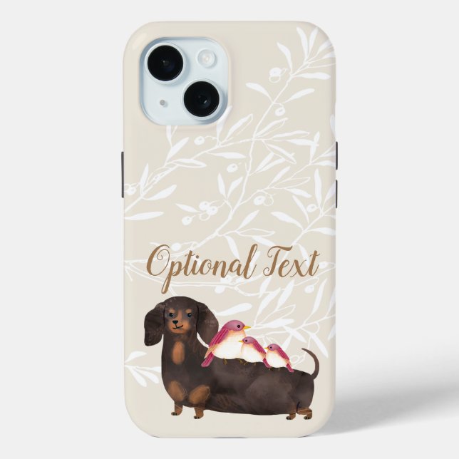 Funda De Case-Mate Para iPhone Familia Dachshund y Aves (Reverso )