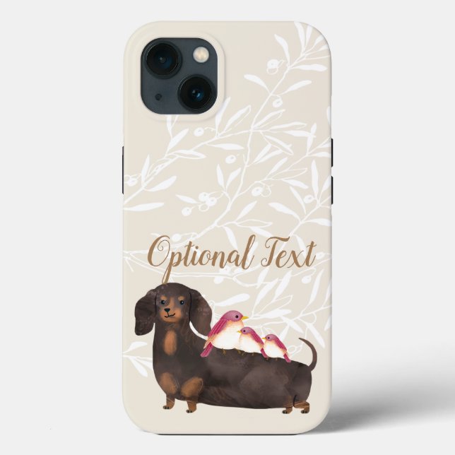 Funda De Case-Mate Para iPhone Familia Dachshund y Aves (Reverso )