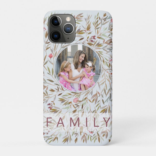 Funda De Case-Mate Para iPhone Familia de fotos personalizada con floral rosa (Reverso)