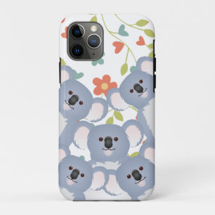 Funda Para iPhone 11 Pro Familia de Koalas con Flor y Hojas