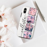 Funda Para iPhone X Familia de nombres de monograma manuscritos de fot<br><div class="desc">Este funda lindo, fresco y moderno es perfecto para cualquiera que desee llevar a su familia con ellos. Cuenta con cuatro fotos de personalizables. Encima de las fotos se encuentran los marcos retorcidos con delineado negro para un toque único y contemporáneo. También muestra un lugar para un nombre de monograma...</div>