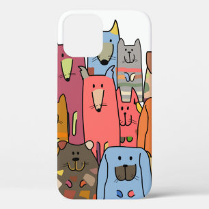 Funda Para iPhone 12 Familia de perros divertidos, patrón sin costura,