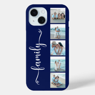 Funda Para iPhone 15 Familia Escritura Foto Azul Marino