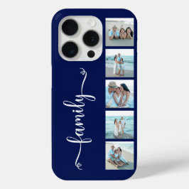 Funda Para iPhone 15 Pro Familia Escritura Foto Azul Marino