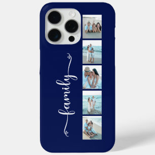 Funda Para iPhone 15 Pro Max Familia Escritura Foto Azul Marino