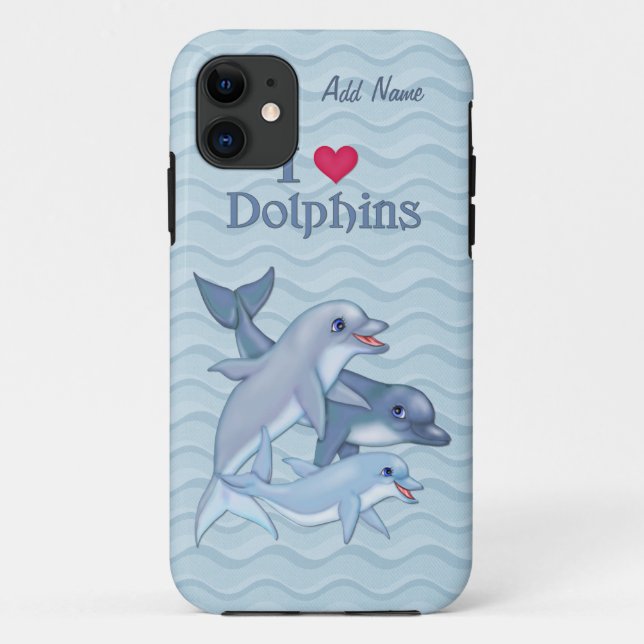 Funda De Case-Mate Para iPhone Familia IiHeart Dolphin - Personalizar (Reverso)