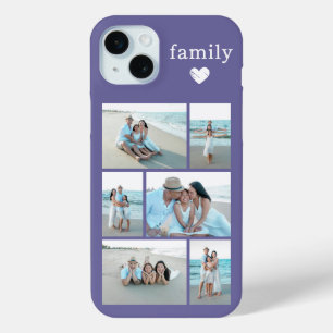 Funda Para iPhone 15 Mini Familia Moderna 6 Foto Púrpura