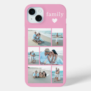 Funda Para iPhone 15 Mini Familia Moderna 6 Foto Rosa