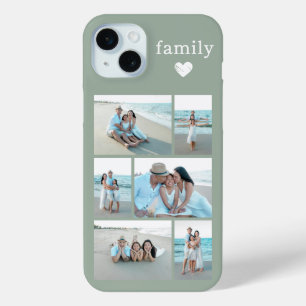 Funda Para iPhone 15 Mini Familia Moderna 6 Foto Verde Salvia