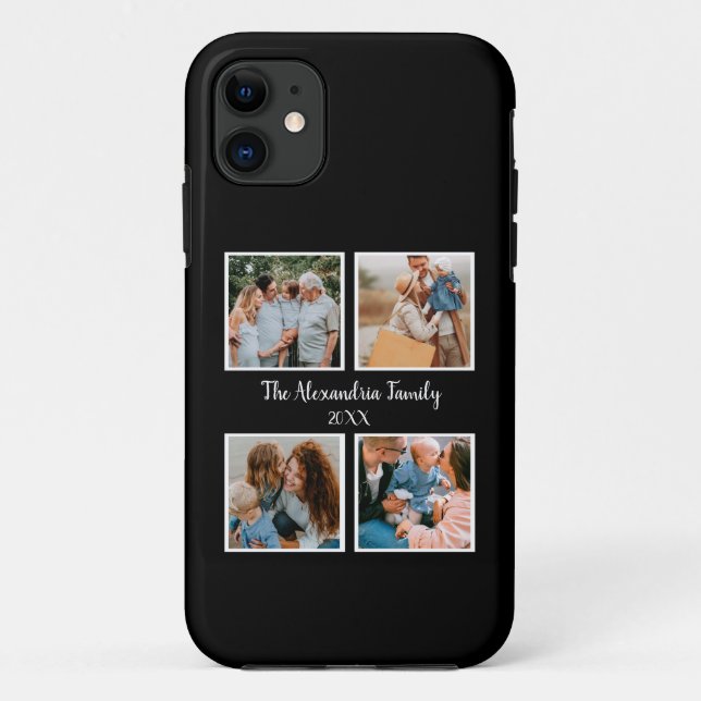 Funda De Case-Mate Para iPhone Familia personalizada 4 plantilla de collage de fo (Reverso)