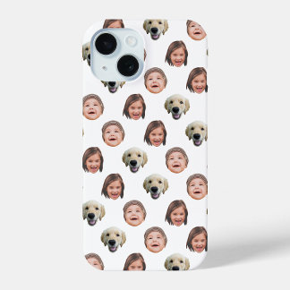 Funda Para iPhone 15 Familia personalizada Cara 3 fotos Blanco