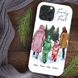 Funda Para iPhone 13 Pro Max Familia Primera familia de acuarela de 4 y nombres