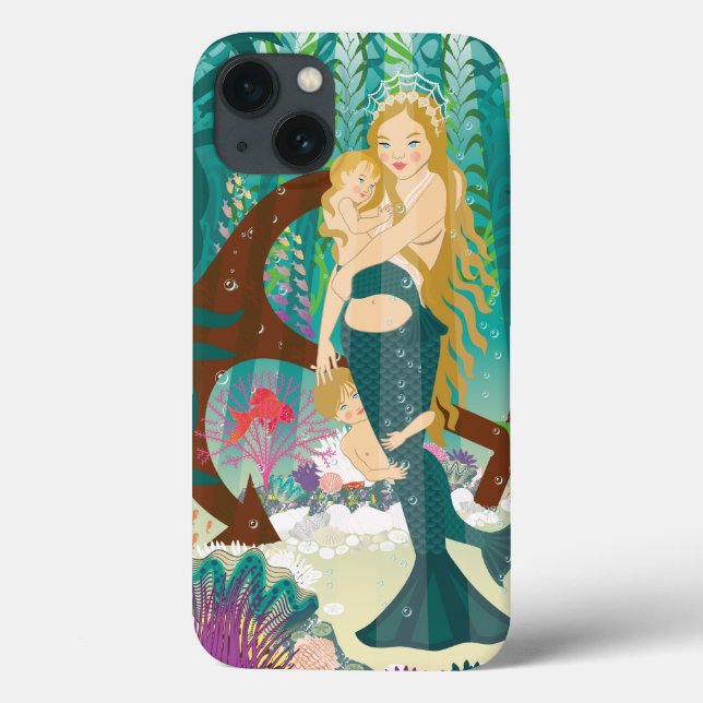 Funda De Case-Mate Para iPhone Familia Sirena (rubias oscuras) (Reverso)