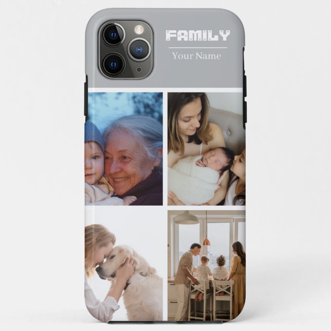 Funda De Case-Mate Para iPhone Family Photo Collage Gray 4 Picture (Reverso)