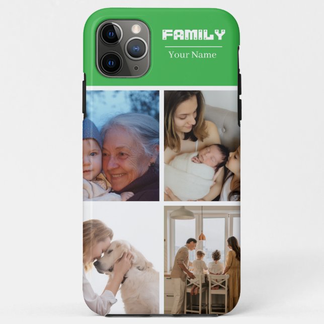 Funda De Case-Mate Para iPhone Family Photo Collage GREEN 4 Picture (Reverso)