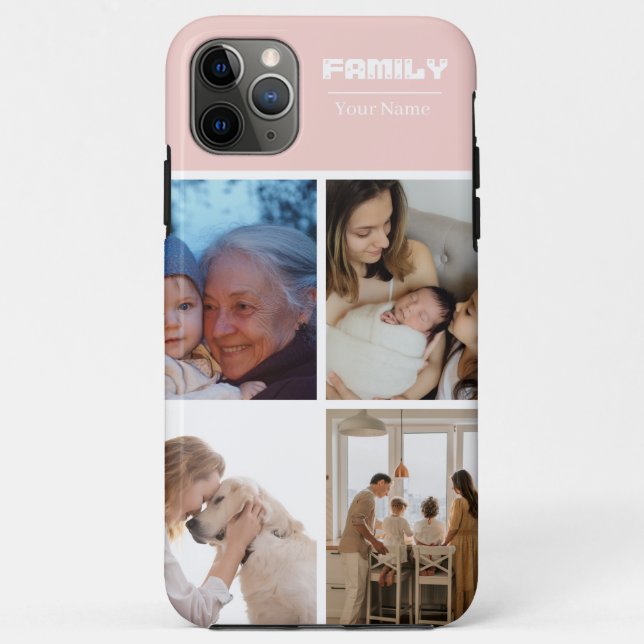 Funda De Case-Mate Para iPhone Family Photo Collage pink 4 Picture (Reverso)
