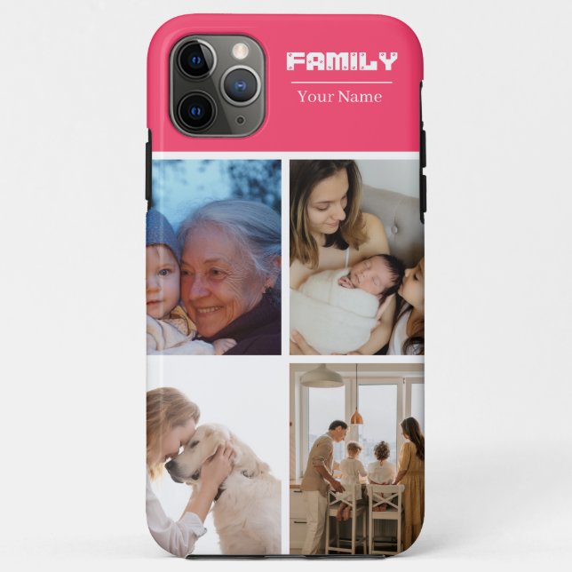Funda De Case-Mate Para iPhone Family Photo Collage Pink 4 Picture (Reverso)