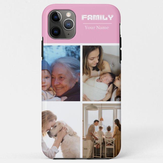 Funda De Case-Mate Para iPhone Family Photo Collage pink 4 Picture (Reverso)