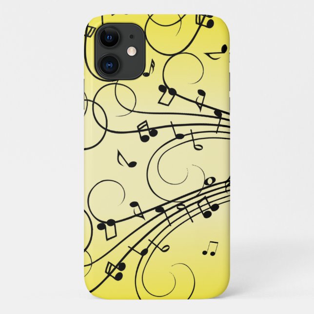 Funda De Case-Mate Para iPhone Fancy Music Notes Yellow (Reverso)