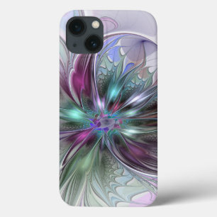 Funda Para iPhone 13 Fantasía abstracta moderna y colorida de flor frac