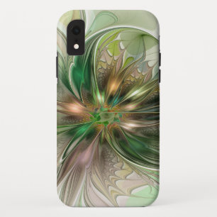 Funda Para iPhone XR Fantasía abstracta moderna y colorida Flor fractal