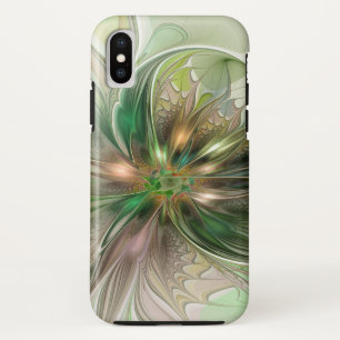 Funda Para iPhone X Fantasía abstracta moderna y colorida Flor fractal