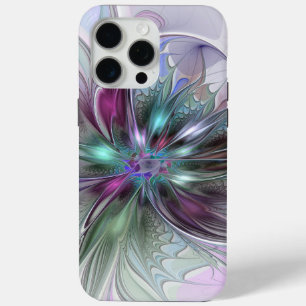 Funda Para iPhone 15 Pro Max Fantasía abstracta moderna y colorida Flor fractal
