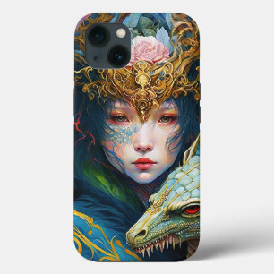 Funda Para iPhone 13 Fantasía Arte Dragón Diosa Reina Funda-Mate iPhone