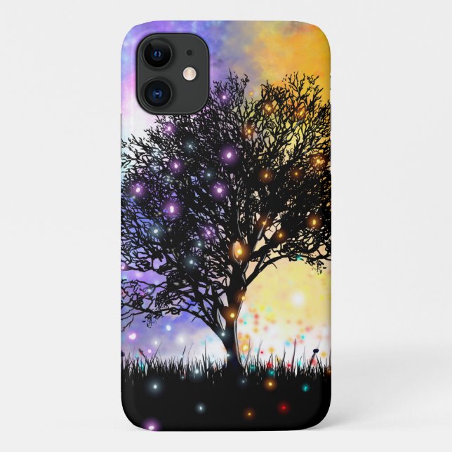 Funda De Case-Mate Para iPhone Fantasía cielo de luna de sol con silueta negra (Reverso)