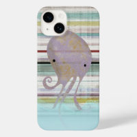 Fantasía colorida de pulpo morado olas nadando