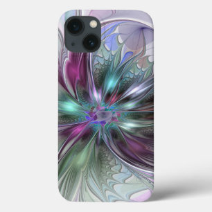 Funda Para iPhone 13 Fantasía colorida Resumen Flor Fractal Moderna