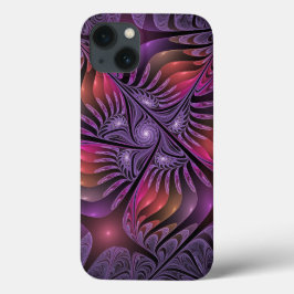 Funda Para iPhone 13 Fantasía colorida Resumen Trippy Purple Fractal