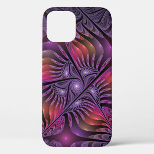 Funda Para iPhone 12 Pro Fantasía colorida Resumen Trippy Purple Fractal