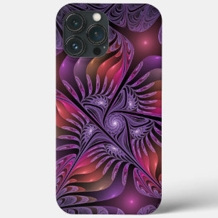 Funda Para iPhone 13 Pro Max Fantasía colorida Resumen Trippy Purple Fractal