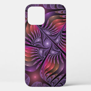 Funda Para iPhone 12 Fantasía colorida Resumen Trippy Purple Fractal