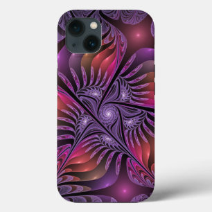 Funda Para iPhone 13 Fantasía colorida Resumen Trippy Purple Fractal