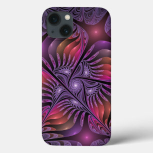 Funda Para iPhone 13 Fantasía colorida Resumen Trippy Purple Fractal