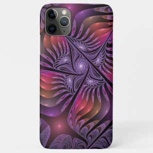 Funda Para iPhone 11 Pro Max Fantasía colorida Resumen Trippy Purple Fractal
