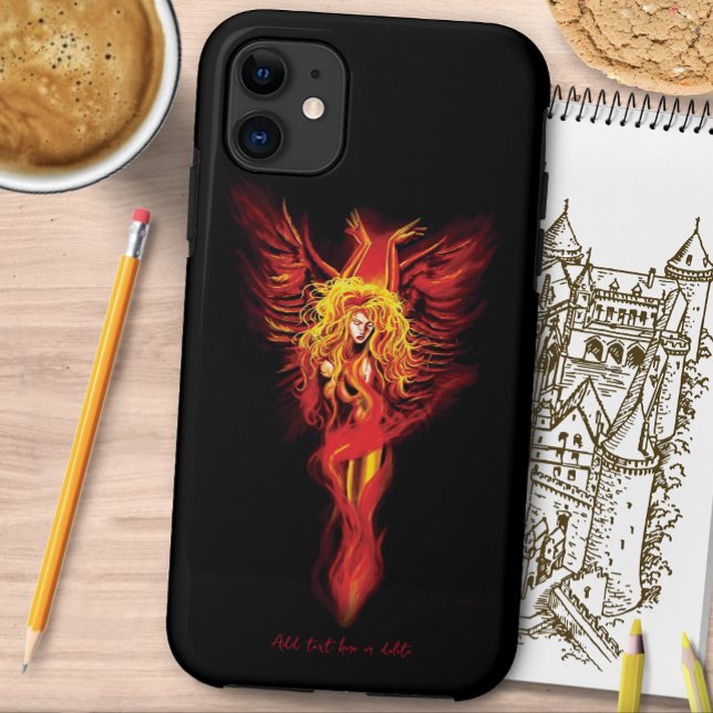 Funda De Case-Mate Para iPhone Fantasia de Fénix Mujer Rojo Fuego Negro (Subido por el creador)