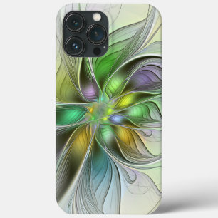 Funda Para iPhone 13 Pro Max Fantasia de Flor Colorida Moderna Abstracta Fracta