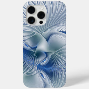 Funda Para iPhone 15 Pro Max Fantasía dinámica abstracta tonos azules arte frac