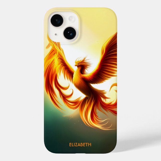 Funda De Case-Mate Para iPhone Fantasía en ascenso Golden Phoenix Art Deco Style (Reverso )