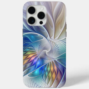 Funda Para iPhone 15 Pro Max Fantasía floral, colorido abstracto flor fractal