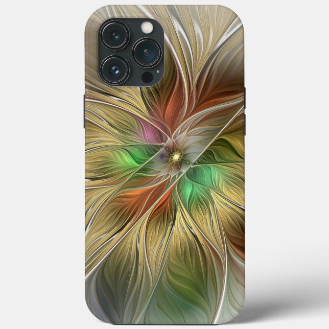 Funda De Case-Mate Para iPhone Fantasía Floral Con Fractal Dorado Moderno (Reverso )
