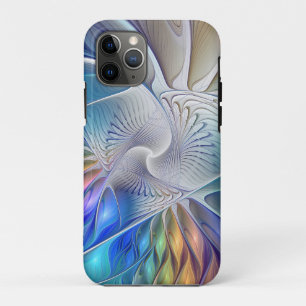 Funda Para iPhone 11 Pro Fantasía floral, flor fractal abstracta colorida