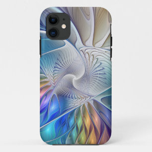 Funda Para iPhone 11 Fantasía floral, flor fractal abstracta colorida