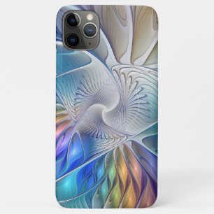 Funda Para iPhone 11 Pro Max Fantasía floral, flor fractal abstracta colorida