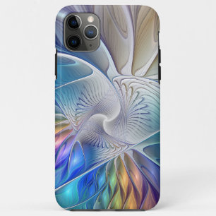 Funda Para iPhone 11 Pro Max Fantasía floral, flor fractal abstracta colorida